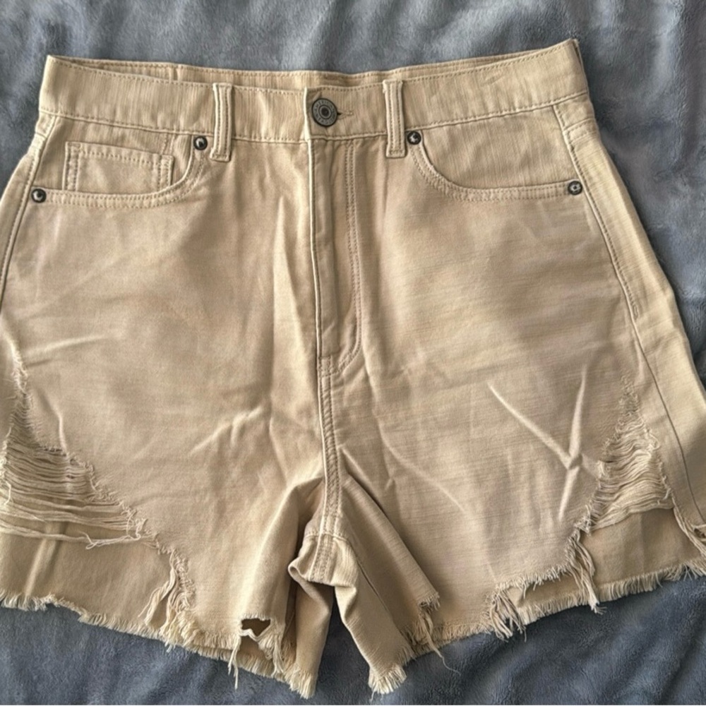 American Eagle Outfitters Tan Distressed Jean Shorts